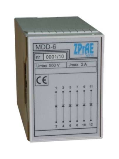 MDD-6 Moduł diodowy do obwodów sterowania, sygnalizacji i automatyki zabezpieczeniowej MDD-6 Moduł diodowy do obwodów sterowania, sygnalizacji i automatyki zabezpieczeniowej