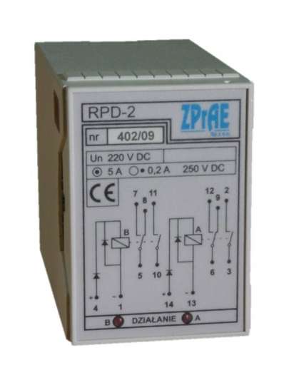RPD-2 zawiera 2 niezależne przekaźniki pomocnicze RPD-2 zawiera 2 niezależne przekaźniki pomocnicze